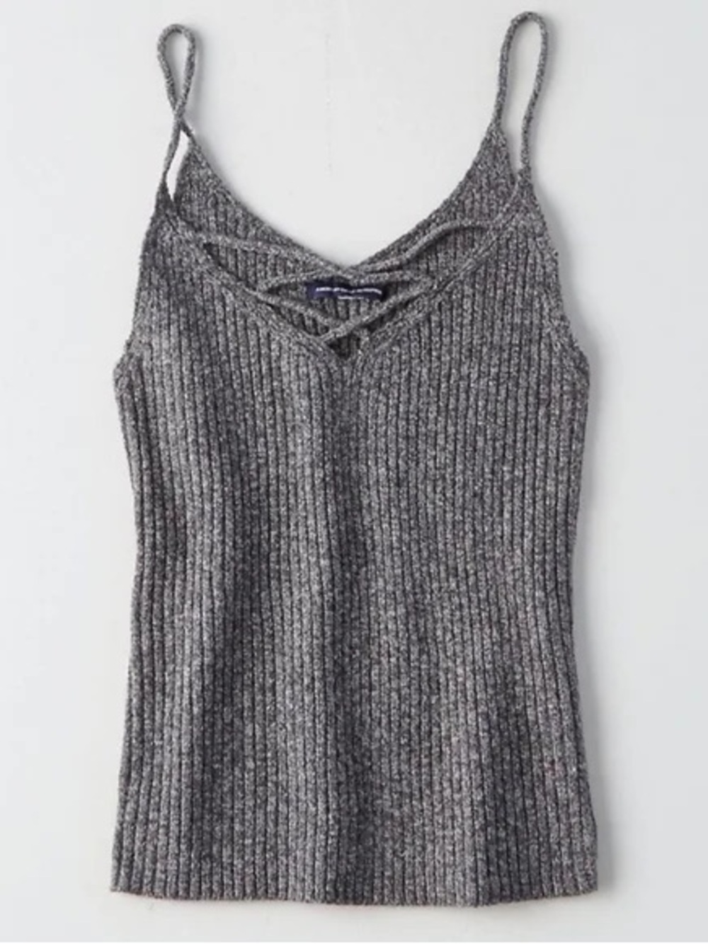 American Eagle Outfitters Gray Ribbed Knit Cami Tank Top - Women's